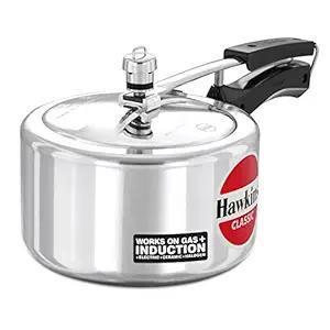 Hawkins Classic 3 Litre Inner Lid Aluminium Pressure Cooker, Induction Cooker, Wide Design Pan Cooker, Silver (Icl3W), 3 Liter